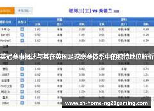 英冠赛事概述与其在英国足球联赛体系中的独特地位解析