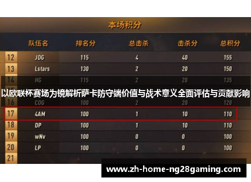 以欧联杯赛场为镜解析萨卡防守端价值与战术意义全面评估与贡献影响